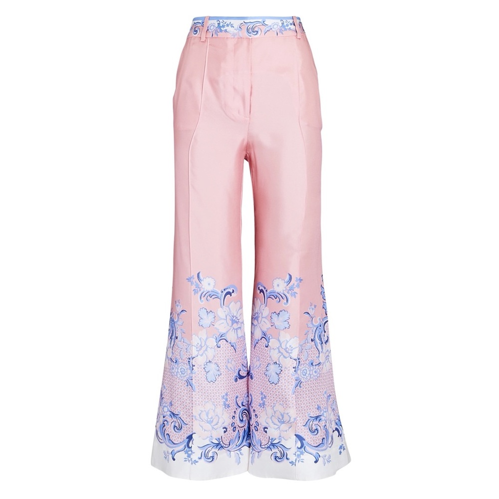 ZIMMERMANN Postcard Printed Silk Kick Flare Pants